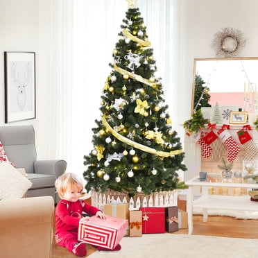 Costway Arbre de Noël Artificiel 7 Pieds en PVC avec Support pour Saison des Fêtes Intérieur Extérieur Vert