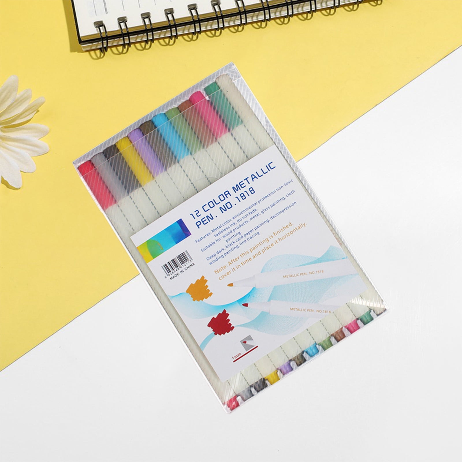 EGNMCR Home Office Furniture Metallic Pens Student Art Drawing Pens Colorful Coloring Doodle Pens Set Drawing Album Gel Ink Pens 26.4ml Plastic twelve colors set of metallic pens