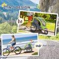 thumbnail image 4 of Aosom Dog Bike Trailer 2-In-1 w/ Suspension, Hitch, Storage Pockets, Green, 4 of 10
