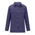 thumbnail image 5 of Yuyuzo Womens Button down Shirts Cotton Linen Fall Loose Casual Long Sleeve Solid Color Blouses, 5 of 5