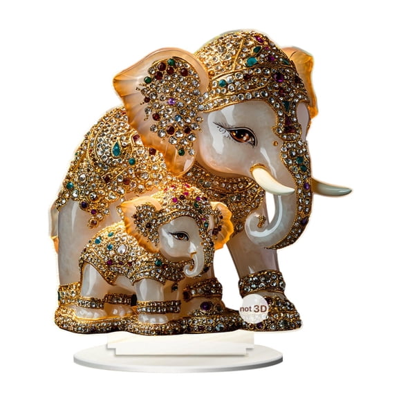 Luzkey 2D Animal Decor ,Acrylic Desktop Plaque, Housewarming Gift, Holiday Mother's Day Ornament Tabletop Sign for Fireplace Cabinet Elephant Sign