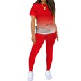 thumbnail image 1 of MAWCLOS Women Jogger Set Short Sleeve Sweatsuits Gradient Two Piece Outfit Boho Running Crew Neck Lounge Sets Red M, 1 of 4