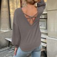 thumbnail image 4 of Timegard Womens T Shirts Long Sleeve Round Neck Basic Tops Casual Comfy Solid Color Blouses, 4 of 6