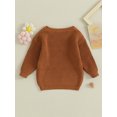 thumbnail image 4 of Faithtur Girl Baby Autumn Sweater, Flower Letter Pattern Long Sleeve Round Neck Knitwear Pullover, 4 of 9