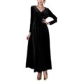 thumbnail image 2 of Innerwin Robe Ligne A Couleur Unie Femmes Robes Maxi Vacances Manches Longues Ample Noir G, 2 of 3