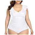 thumbnail image 1 of Huesdet Womens Tummy Control Bathing Suits Slimming Ruffle Swimsuit One Piece Lace Swimwear[White,XL], 1 of 6