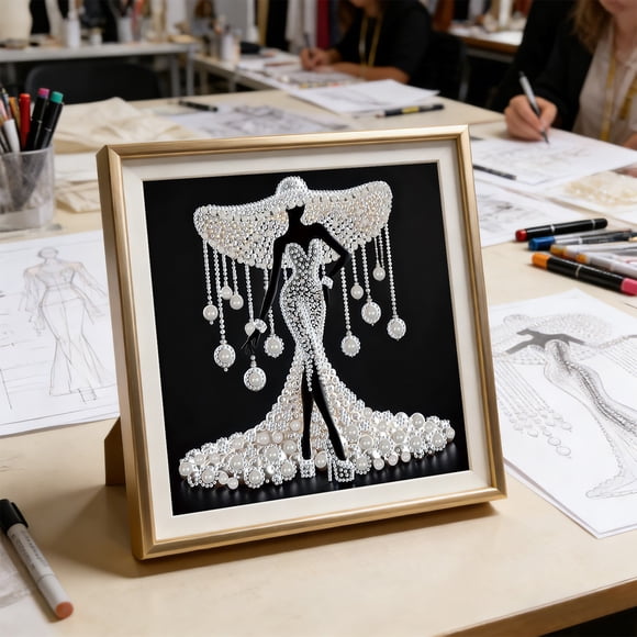 Linnome Art Diamond Painting Rhinestone Art Kit Graceful Female Figure Pattern Shiny Diamonds for Home Wall Decor H
