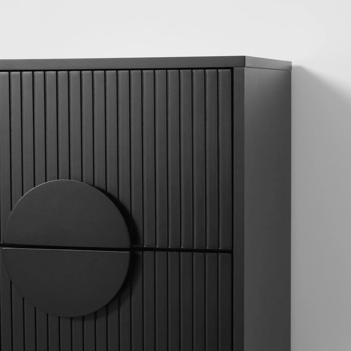 Anko Modern Ribbed 2 Drawer Bedside Table - Black