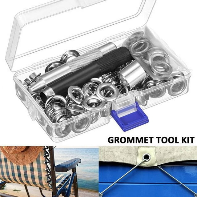 Ensemble d'Outils à Oeillets 100 Pcs Oeillets 1/2 Po Oeillets avec Outils d'Installation et Étui de Rangement pour Bâches en Toile de Tissu Rideau Vêtements Cuir