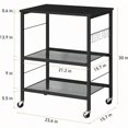 thumbnail image 2 of Bakers Rack Microwave Stand Cart With Storage Small Kitchen Island On Wheels Black Coffee Bar Cart 3 Tier Kitchen Shelf Stand With 10 Hooks Printer Table For Living Room Bedroom Office, 2 of 5