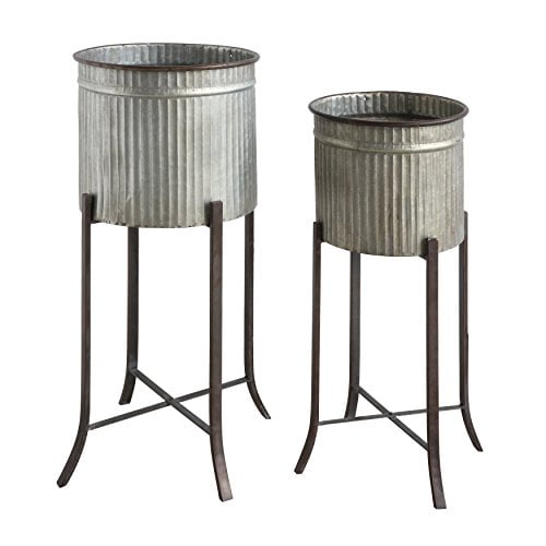 Creative Co-Op DA6878 Set of 2 Iron Planters on Stands