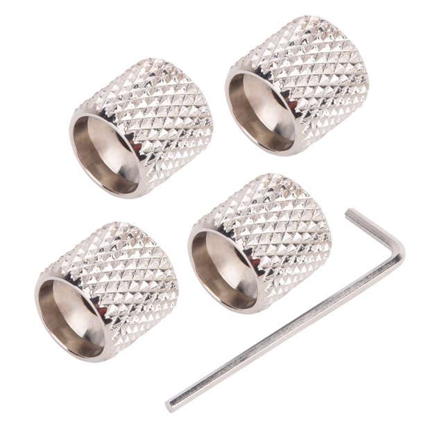 Electric Guitar Knob, Durable Aluminum Alloy Material 4pcs Electric Guitar Knobs Guitar Speed Control Knob, 1pc Hex Wrench For Guitar Instrument Lovers Black,Silver