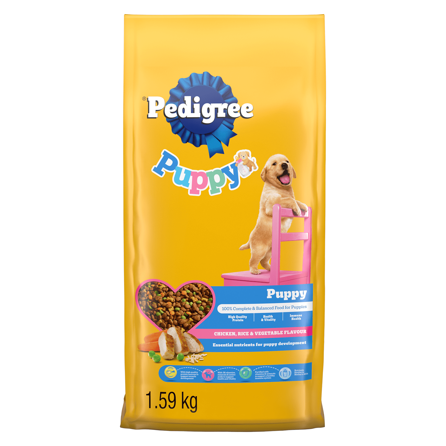 Pedigree Puppy Dry Dog Food Chicken, Rice & Vegetable Flavour 1.59KG