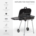 thumbnail image 4 of Outsunny Barbecue au Charbon avec Grille de Réchauffage et Table d'Appoint de Rangement, Fumoir de Barbecue Portable avec Couvercle, Contrôle de la Chaleur, Roues pour Cuisson Extérieure Camping Pique-Nique, Noir, 4 of 10