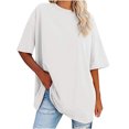 thumbnail image 1 of Plebaso T-Shirts Surdimensionnés pour Femmes 2025 Manches Courtes Hauts Amples Col Rond Décontracté Uni T-Shirts Basiques pour Femmes, 1 of 5
