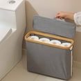 thumbnail image 1 of weibbin Transparent Toilet Paper Roll Storage Basket Toilet Paper Roll Sundries Nonslip Storage Basket With Lid, 1 of 6