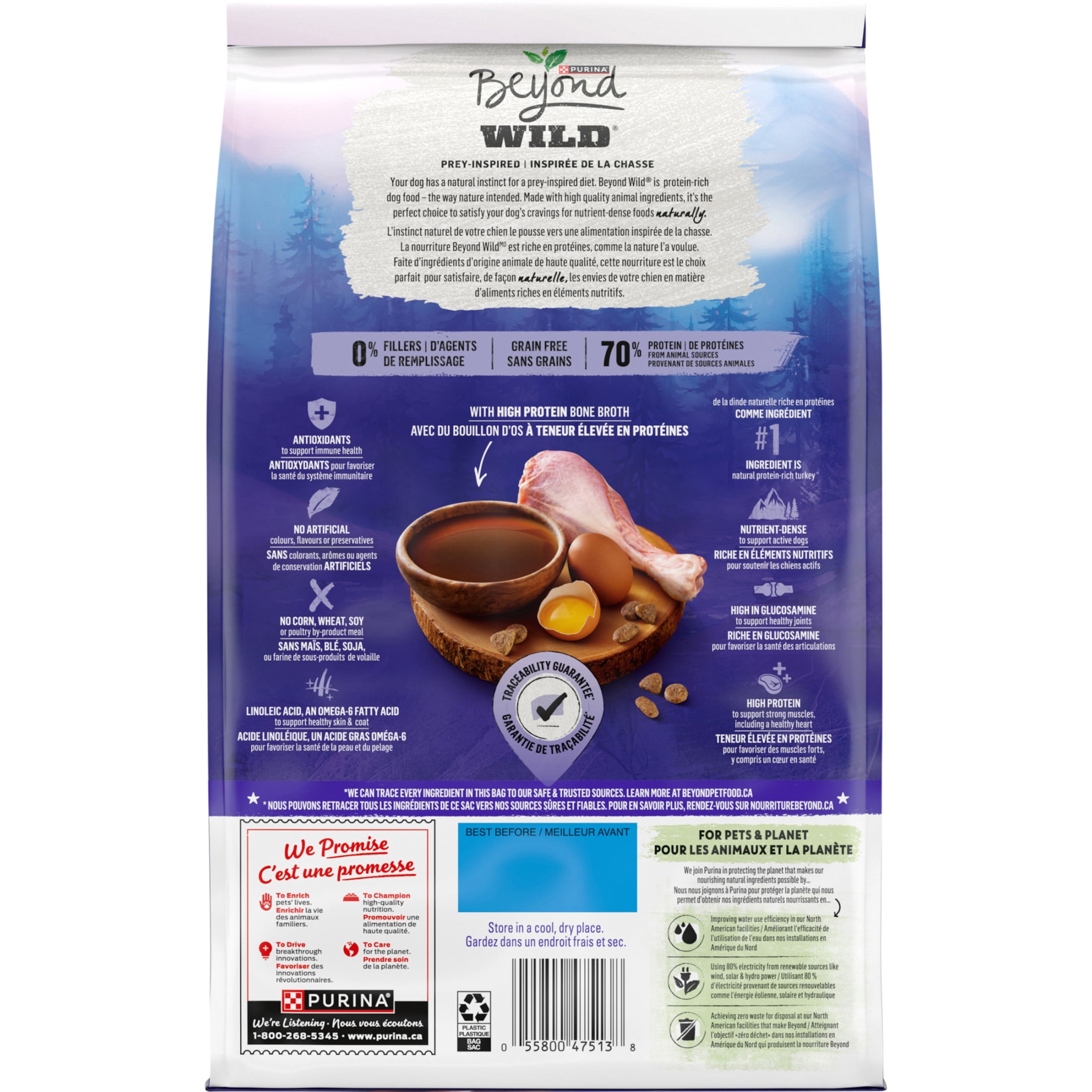 Beyond Recette au Dindon Sauvage, Œuf & Bouillon d'Os, Nourriture Sèche pour Chiens 1.36kg