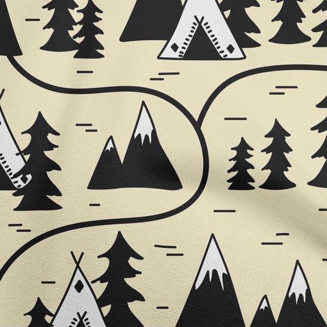oneOone Cotton Jersey Pale Yellow Fabric Mountain Pattern Sewing Craft Projects Fabric Prints By Yard 58 Inch Wide