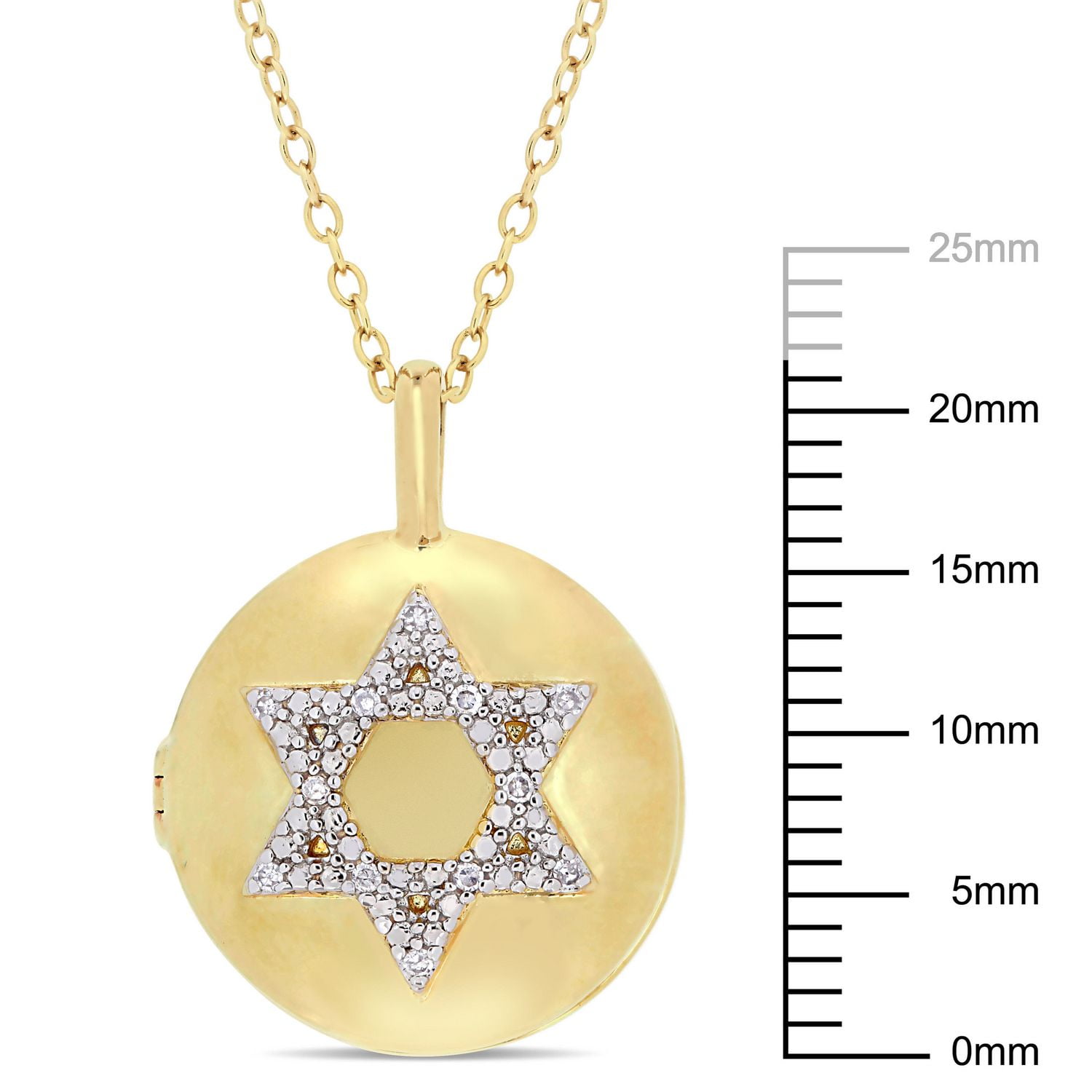 Médaillon Miabella avec étoile de diamants en argent sterling plaqué jaune, 18 po