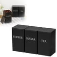 thumbnail image 2 of 3 Pcs Coffee Tea Sugar Container Set, 3.35x3.35x5.9 Inch,Metal Teas and Coffee Canisters Set with Lids, Black Canisters Sets for Kitchen,Food Storage Container Jars for Kitchen Counter Storage(Black), 2 of 9