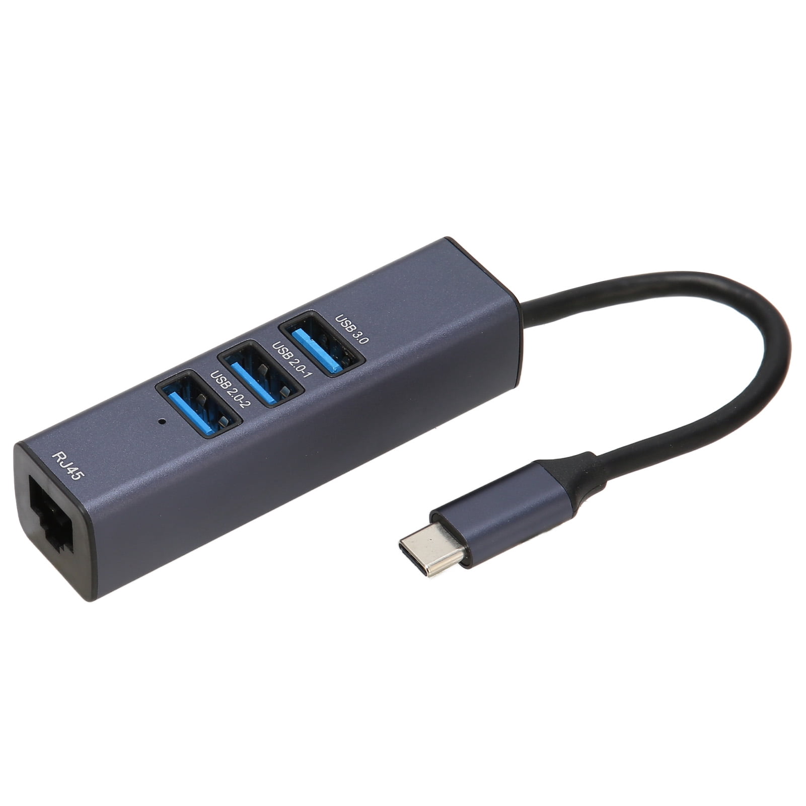 4 in 1 USB C Hub RJ45 Gigabit Ethernet Port 3 USB Ports USB C to Ethernet Adapter with Storage Hole for Laptops Tablets
