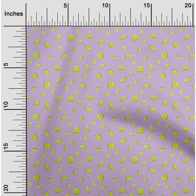 oneOone Cotton Poplin Fabric Lemon Slice Vegetable Printed Fabric 1 Yard 56 Inch Wide
