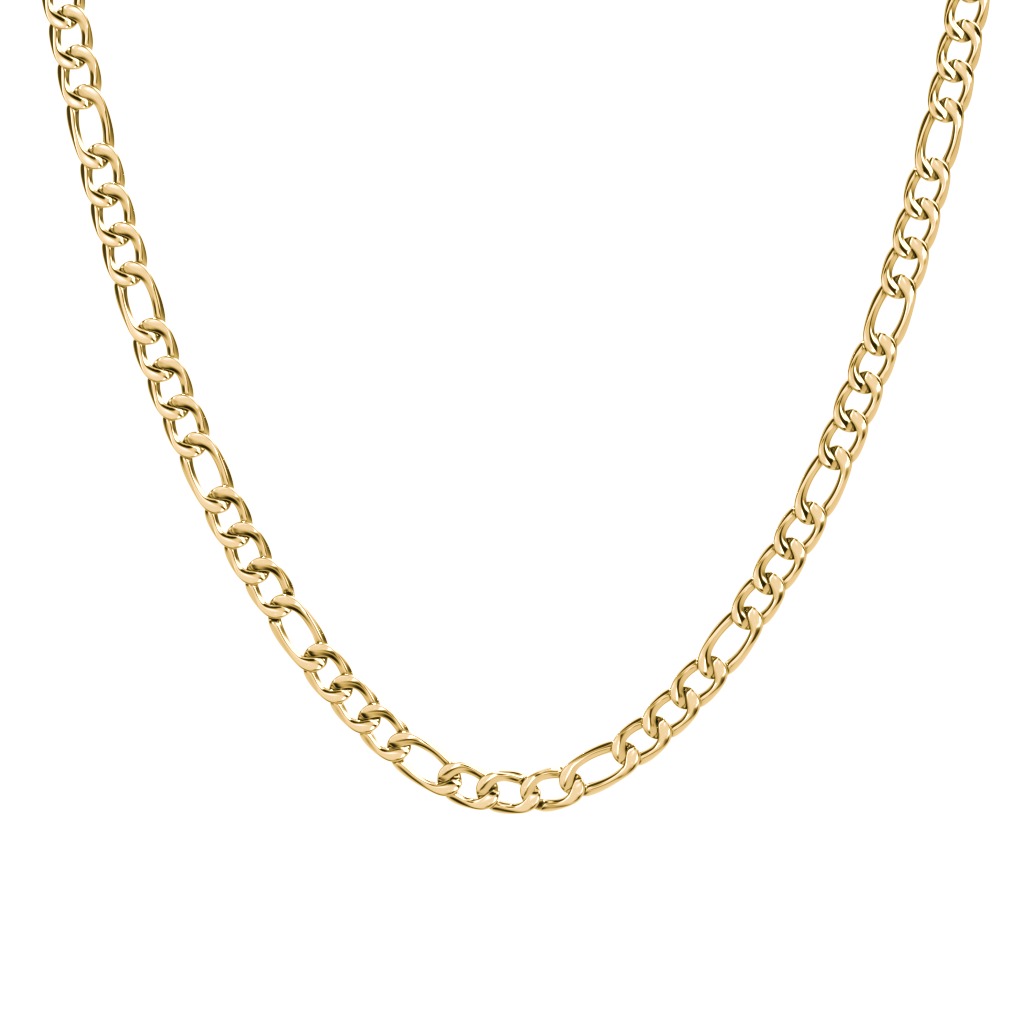 Men's 20" Figaro Chain Necklace in Yellow Stainless Steel - 8mm