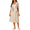 thumbnail image 1 of Unique Bargains Ensemble Tailleur Blazer à Manches Courtes et Jupe pour Femme, Abricot, P, 1 of 5