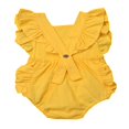 thumbnail image 3 of Baby Girl Ruffle Solid Color Romper Jumpsuit Outfit Sunsuit, 3 of 5
