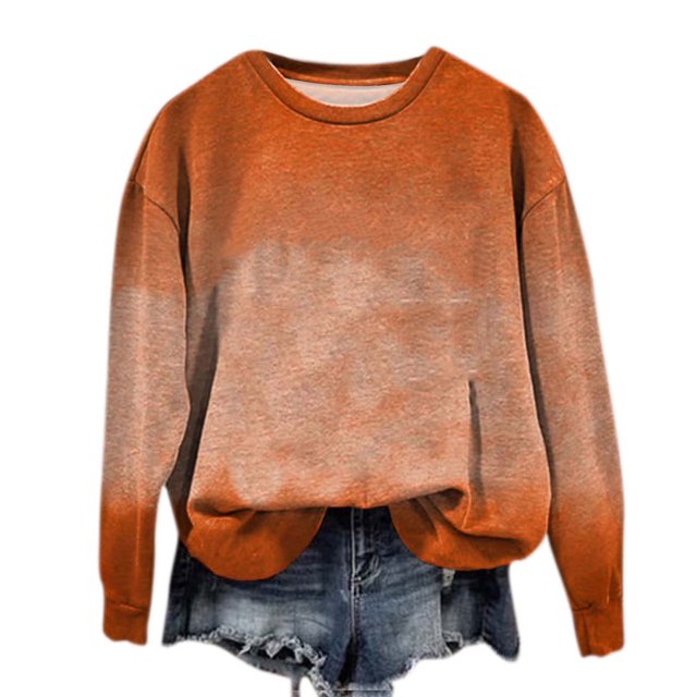 Pisexur Chandail en Molleton pour Femmes Couleur Dégradée Col Rond Chandail en Molleton Ample Surdimensionné Automne Chandails en Molleton Mode Décontracté Chandail Chandail en Molleton Manches Longues pour Femmes