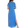 thumbnail image 1 of Women Embroidery Short Sleeve Bikini Swimsuit Cover Up Side Split Beach Dress, 1 of 6