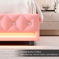 thumbnail image 4 of Homfa King Size LED Bed Frame with 4 Storage Drawers, Modern Wingback Crystal Button Tufted Upholstered Platform Bed Frame with Outlets and Usb Ports & Display Platform, Pink, 4 of 8