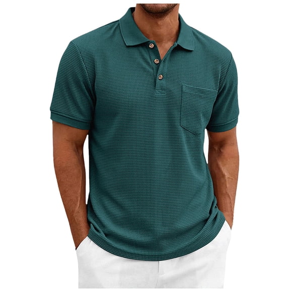 Zshosam Mens Shirts Casual Men's Polo Shirts Summer Short Sleeve Golf Shirt for Men Button Collar T-Shirt Dry Fit Casual Work Athletic Tee Shirts Size XXL,(Dark Green XXL)