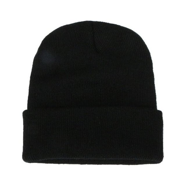 Men Women Solid Color Warm Woolen Knitted Cap Fluorescent Cuffed Beanie Hat