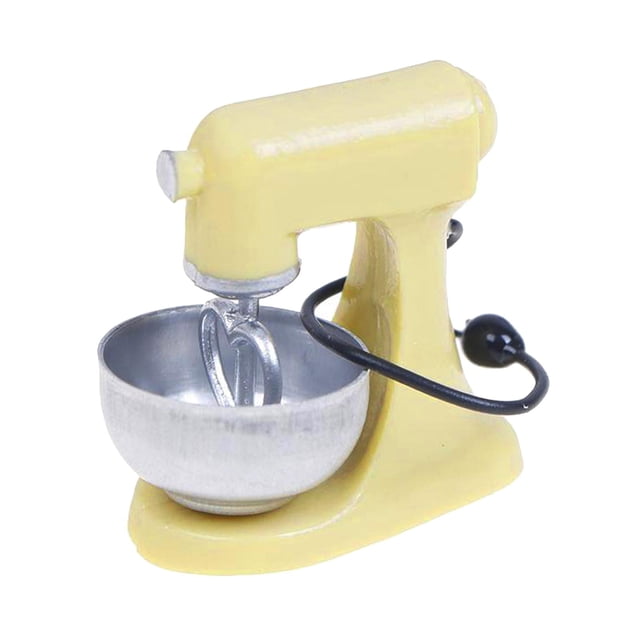 HILABEE 1/12 Scale Dollhouse Miniature Electric Food Mixer Model Home Kitchen Life Scene Yellow