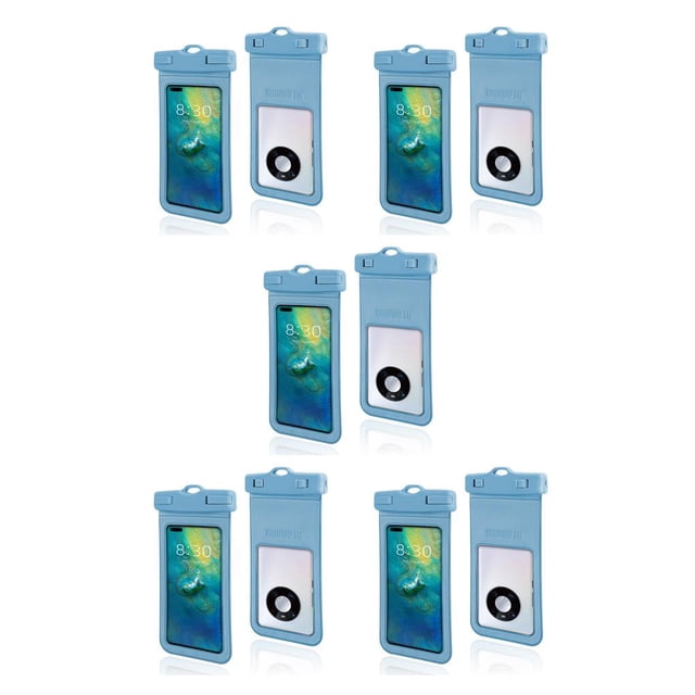 Transemion Waterproof Phone Pouch Diving Dry Bag Universal Cellphone Document Case Gray Blue 5Set