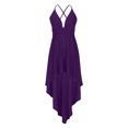thumbnail image 3 of AherBiu Robe de Soirée pour Femmes à Bretelles Croisées, Dos Nu, Sans Manches, Col en V, à Volants, Fluide, Robe de Cocktail, 3 of 6