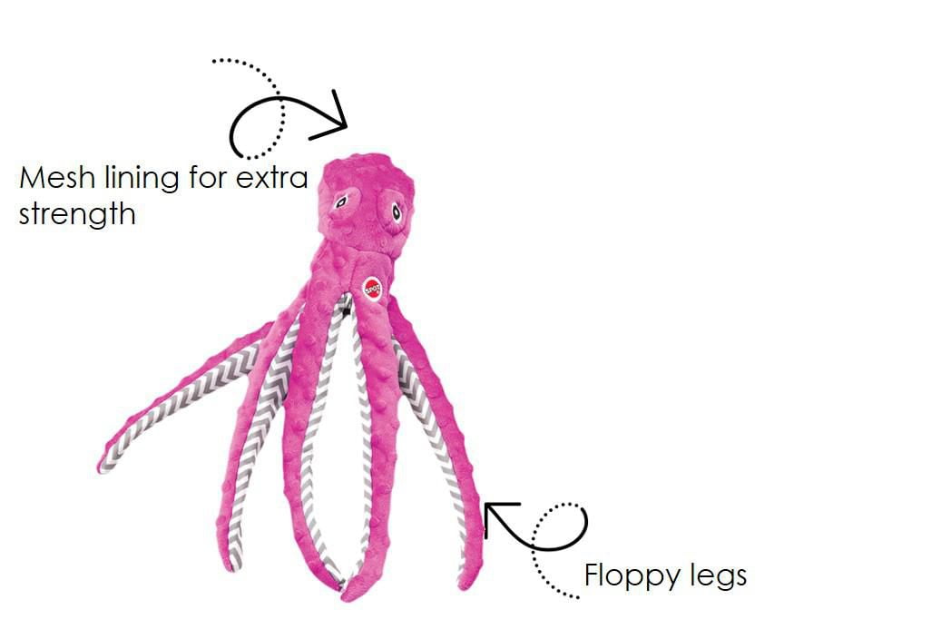 Jouet pour chien SPOT Skinneeez Extreme Purple Octopus Stuffing Free en peluche