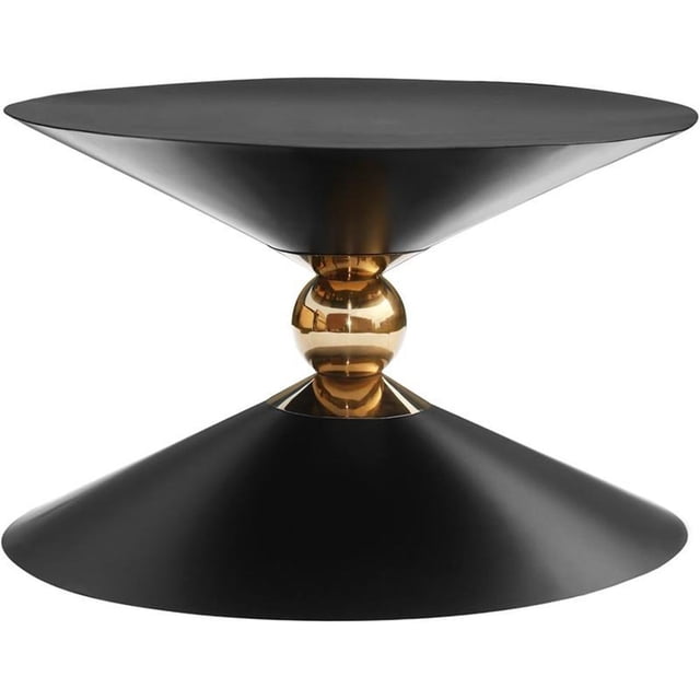 Meridian Furniture Malia Table Basse en Forme de Sablier en Métal Noir et Or