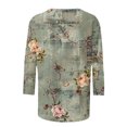thumbnail image 4 of Hauts Grande Taille Mode Femme T-shirt Ample Imprimé Blouse Manches 3/4 Col Rond Hauts Décontractés Hauts Femme Été en Liquidation, 4 of 5