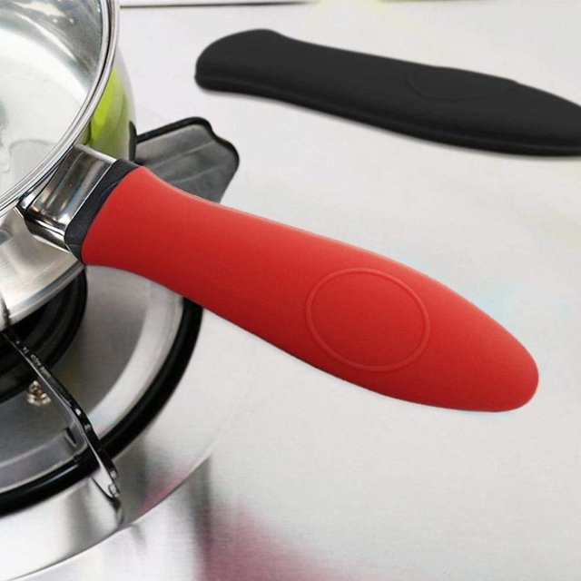 2 Pcs Silicone Hot Handle Holder - Red Cast Iron Handle Cover for A Variety of Long Cookware Handles Including Most Cast Iron Skillets,Sleek Alternative To Traditional Pot Holders