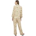 thumbnail image 2 of Bimba Button-Down Yellow Shirt Pajama Pant 2 Pcs Floral Print Night Wear Set-18, 2 of 5