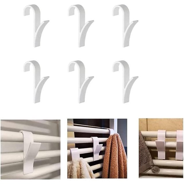 Crochet Universel pour Radiateur de Serviette 6 Pièces - Plastique, Blanc