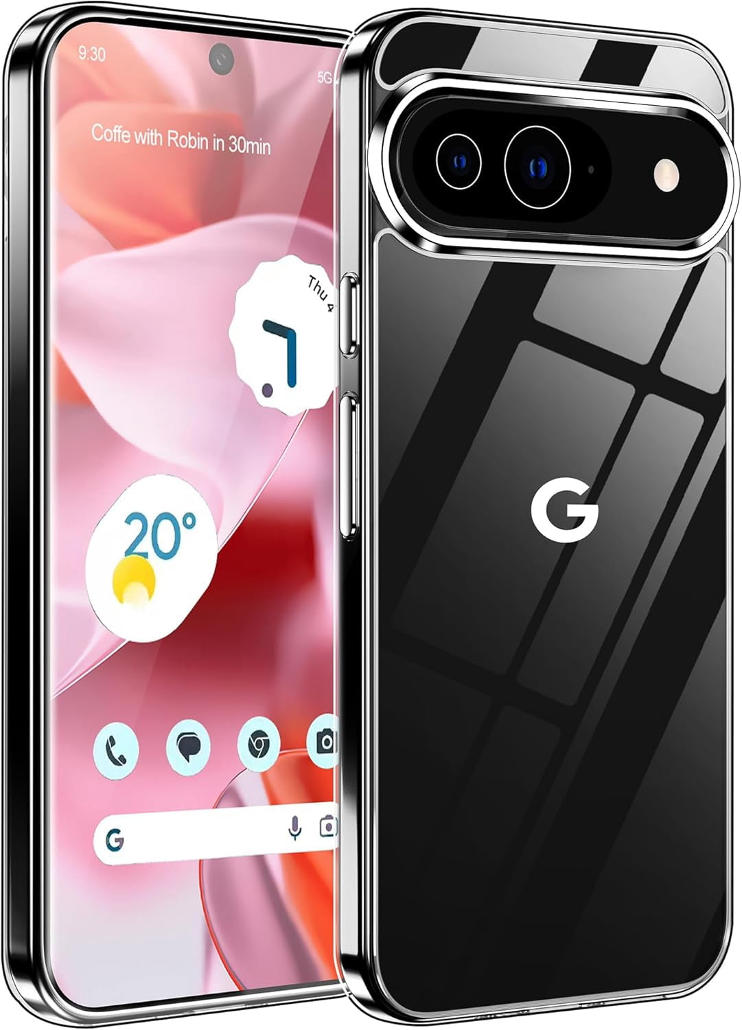 Designed for Google Pixel 9/9 Pro Case Clear,[Anti-Yellowing & Non-Slip] Transparent Shockproof Protective Phone Cases Slim for Google Pixel 9 Case & Google Pixel 9 Pro Case,6.3 inch-Clear