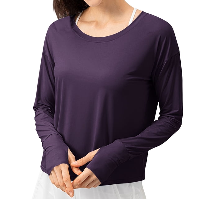 Womens Sun Protection Long Sleeve Shirts, UPF 50+ UV Rash Guard Swim Shirt, Workout Hiking Running Athletic Tops Plus Size Mothers Gifts
