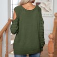 thumbnail image 4 of Yuyuzo Womens Crewneck Tops Long Sleeve off Shoulders Button Knit Pullover Solid Color Fall Tops, 4 of 5