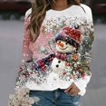 thumbnail image 1 of cllios Chandails de Noël pour Femmes à Manches Longues, Haut Graphique Bonhomme de Neige, Chandail à Col Rond Amusant, Chandail Graphique pour Femmes, Mode 2024, 1 of 4