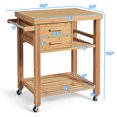 thumbnail image 2 of Costway Bamboo Kitchen Trolley Cart Wood Rolling Island w/ Tower Rack & Drawers, 2 of 10