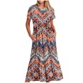 thumbnail image 2 of Ovzne Robes Grande Taille pour Femmes Courbes Robe pour Femme Mode Féminine Manches Longues Col Rond T-Shirt Imprimé Blouse Ample Robe Manches Courtes Imprimée Liquidation, 2 of 5