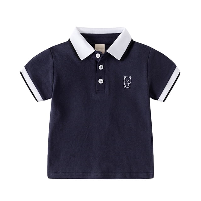 Polos pour Petits Garçons Polo Bleu Marine Garçons Garçons Polos à Manches Courtes Chemise de Rugby Tenue Garçons 5-6 Ans